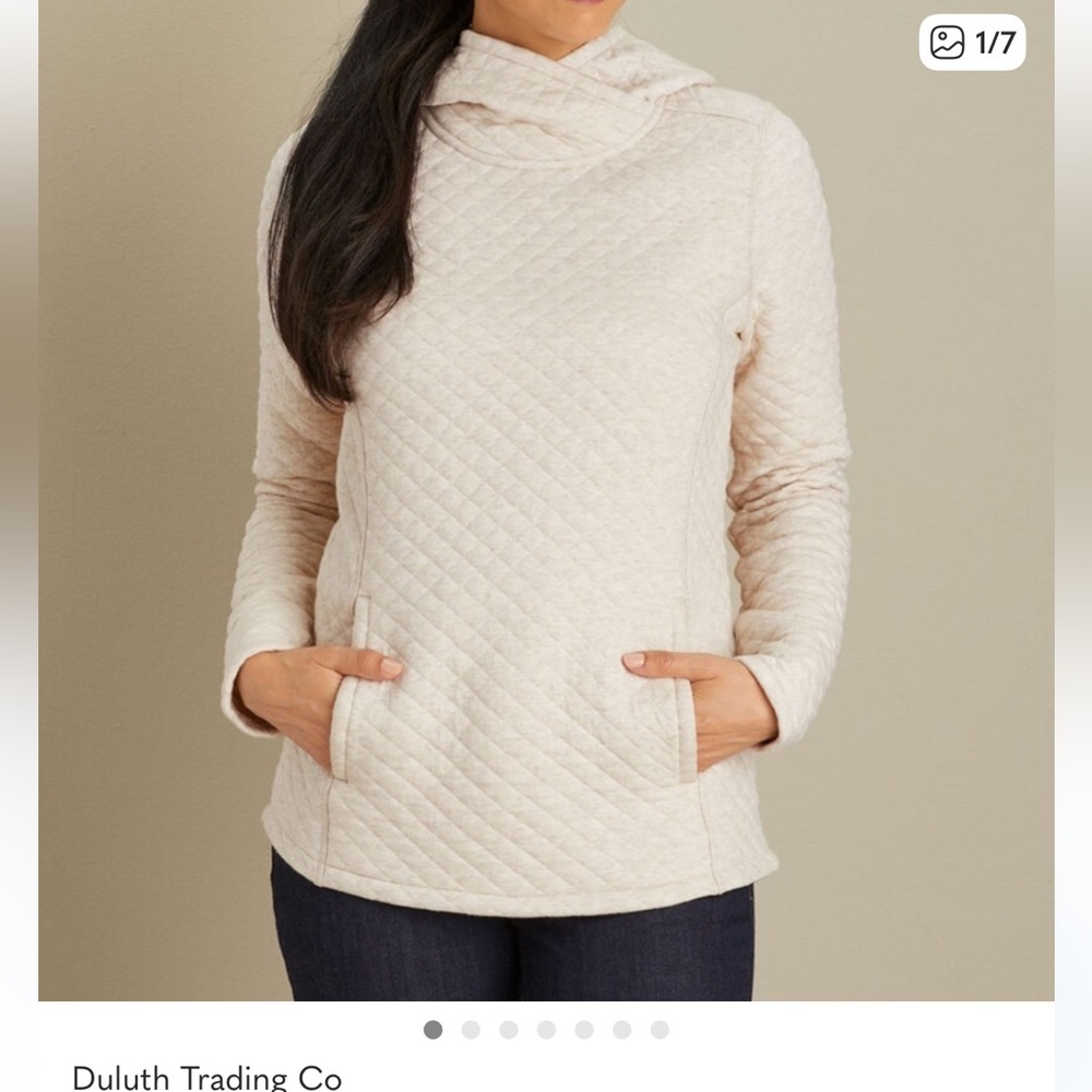 DULUTH S Gone soft quilted kangaroo pocket cowl neck woman popover sweatshirt